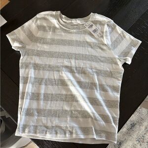 Hollister gray and white striped crewneck shirt
